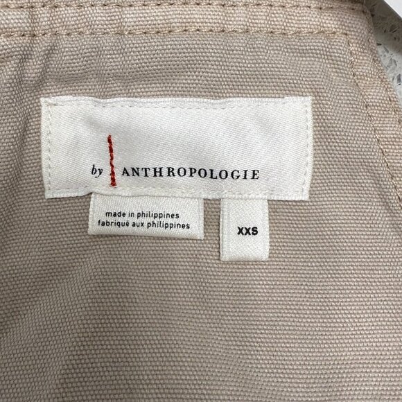 Anthropologie Utility Canvas Overalls Cream size xxs Wide Crop Leg - Picture 2 of 5